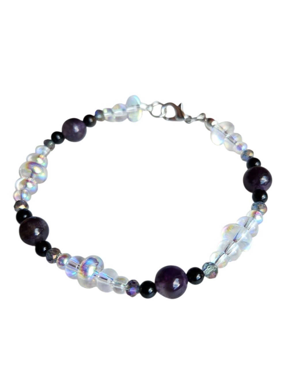 Amethyst & Agate Crystal Beaded Bracelet